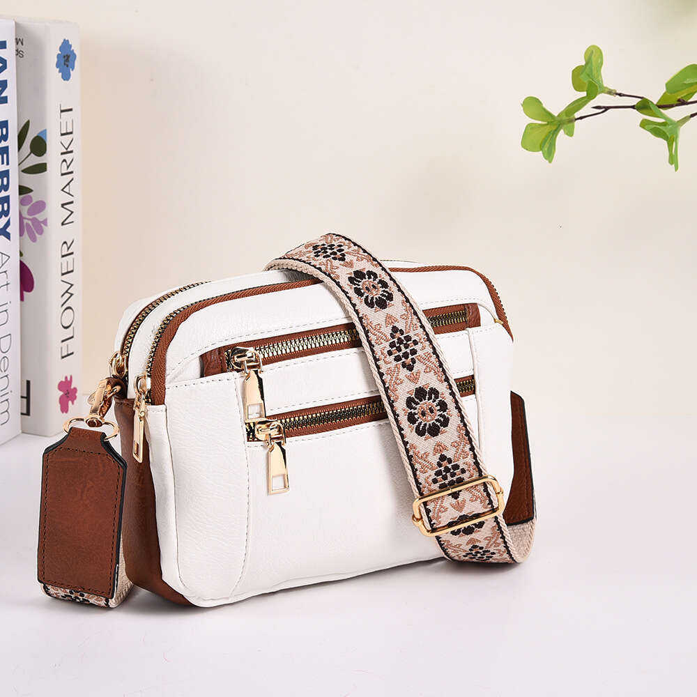 New Versatile Casual PU Women's Simple High-end Shoulder Large Capacity Wide Strap Crossbody Bag Trendy