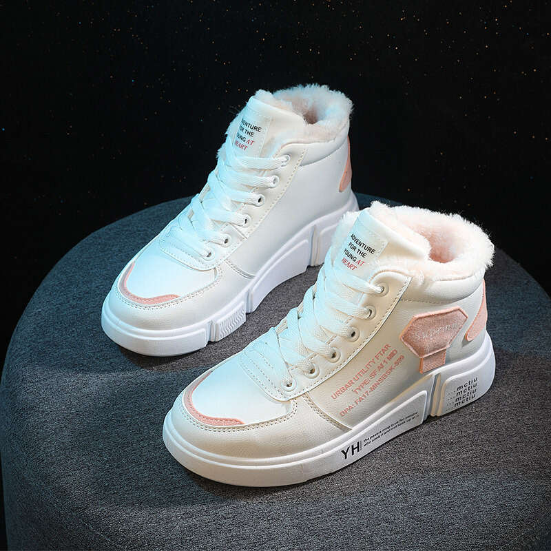 hot Classic New Cotton Shoes for Women Versatile Korean Style Color Block Student Thick Sole Fleece Lined Winter Short Boots sport Casual boots