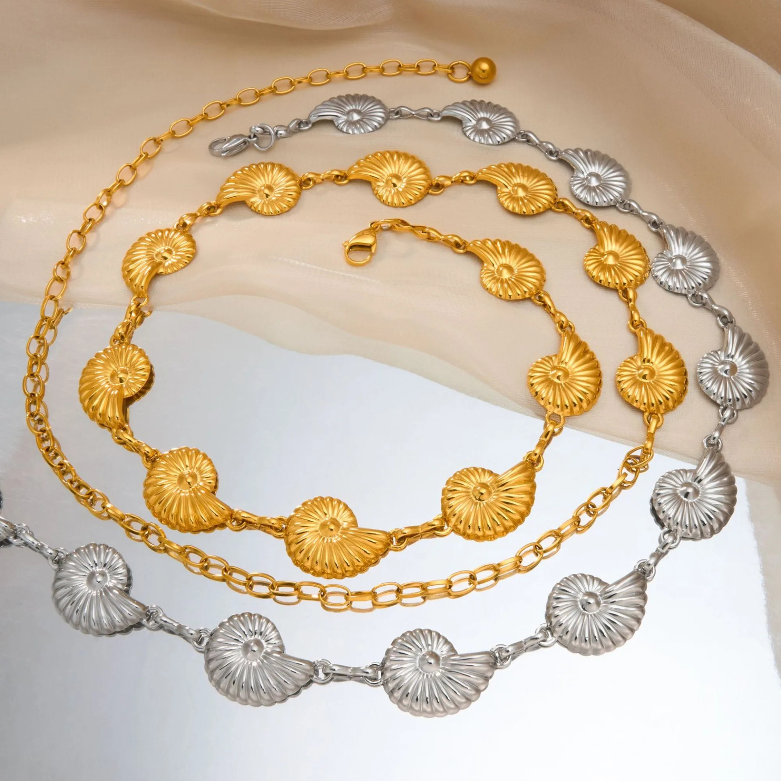 18k Gold Plated Stainless Steel Tarnish Free Boho Hawaiian Conch Dangle Irregular Beach Belly Chain Sexy Bikinis Waist Beads 251023