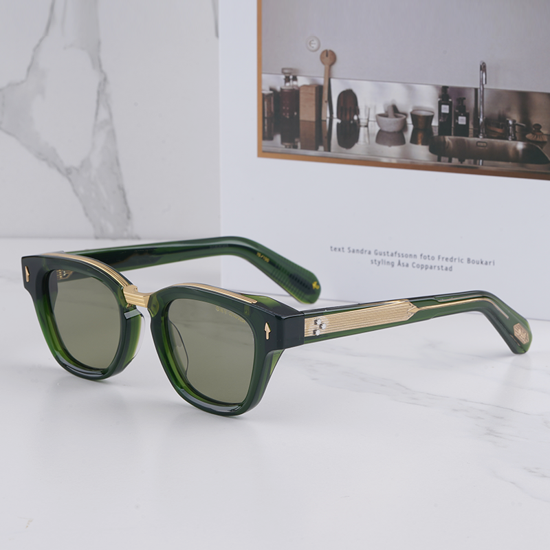 Luxury JULIES Oval-Shaped Unisex Green Crystal Lens Sunglasses - Premium High-Quality Acetate Eyewear