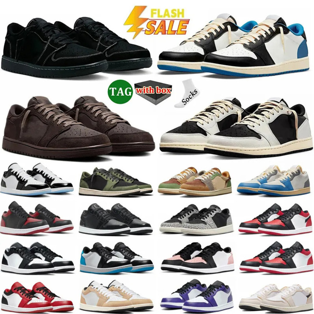 Low Sports Basketball Shoes Trainers Men 1S Basketball Sneaker black Canary Sail Medium Olive Neutral Black Phantom White Women Outdoor Tennis Sneaker Size 35-47