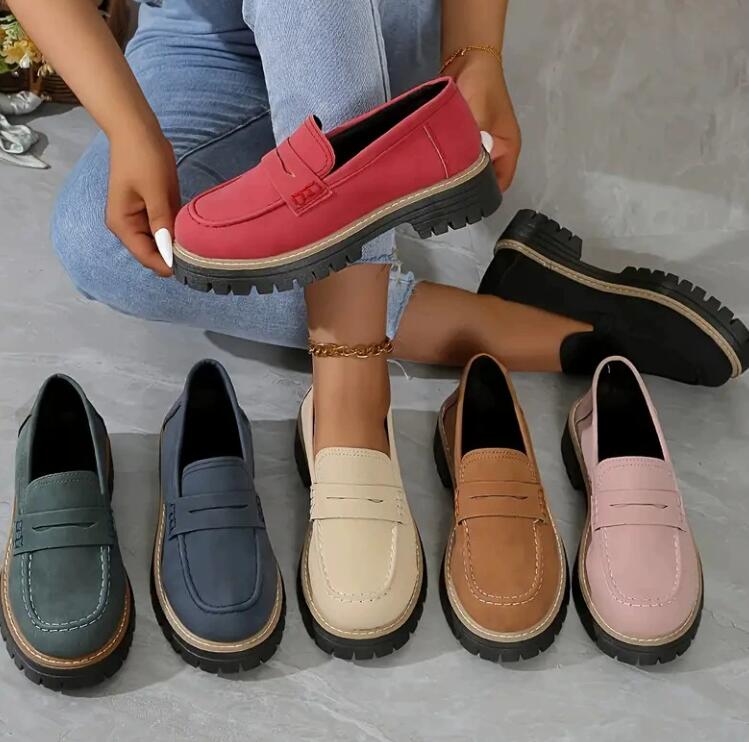 New Spring and Autumn Le Fu Shoes Large Casual Sand Grinding British Style Women's Shoes Coarse Heel Thick Bottom Foreign Trade Retro Z 10.21-9