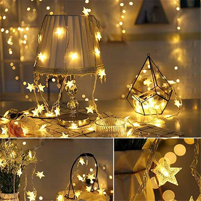 6M 40Led Lights Outdoor Decoration String Lights Christmas Tree Home Window Decor Holiday Lighting Star Light Strings C251024
