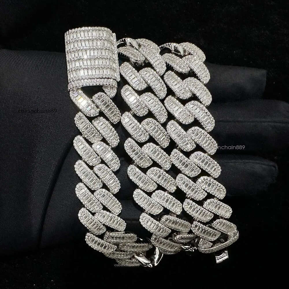 hip hop jewelry cuban link chain 15mm s sier fashion necklace iced out fully vvs baguette moissanite dia men necklaces