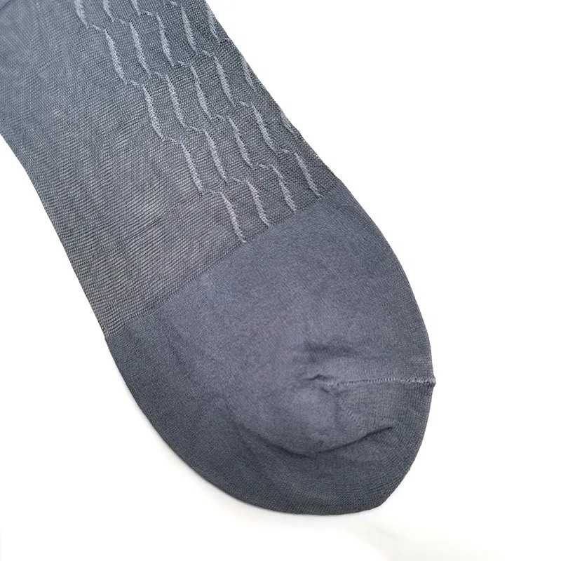 5 Pairs High Quality Silk Socks Large Retro Stockings Fashion Jacquard Wave Long Business Dress Sheer Socks for Men 251023