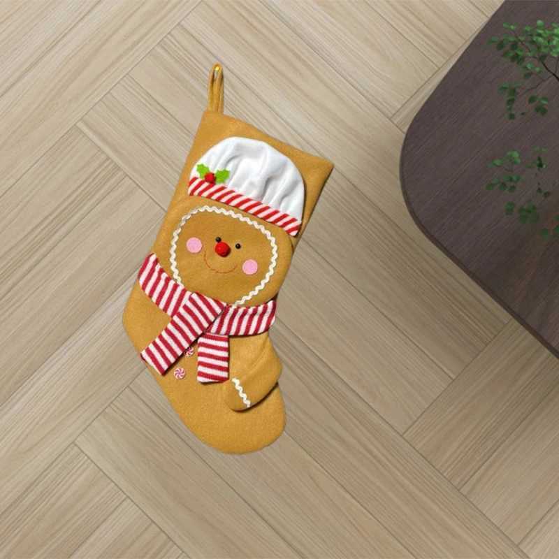 Christmas Gingerbread Men Stockings Large Size Personalized Stocking Hanging Decoration for Family Holiday Tree J251024