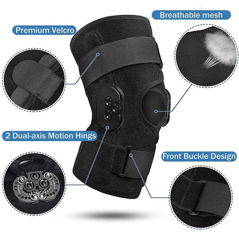 Hinged Knee Brace Adjustable Pain Arthritis ACL PCL Meniscus Tear Knee Support with Side Stabilizers of Locking Dials for KneeW251024