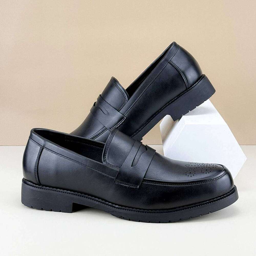 Men's Formal Leather Shoes British Style Oxford Loafers Round Toe Breathable Non-Slip Business Dress Wedding Office Casual Shos