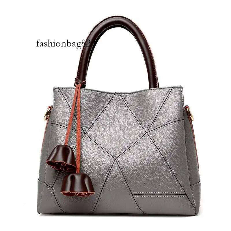Premium Leather Women's Crossbody Handbag - Designer Patchwork Bag for Mature Moms