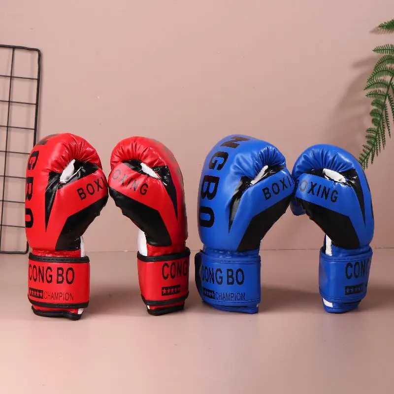Kids 6oz Professional Boxing Training Sparring Gloves PU Leather Kids Breathable Muay Thai Punching Karate Training Gloves Y251023