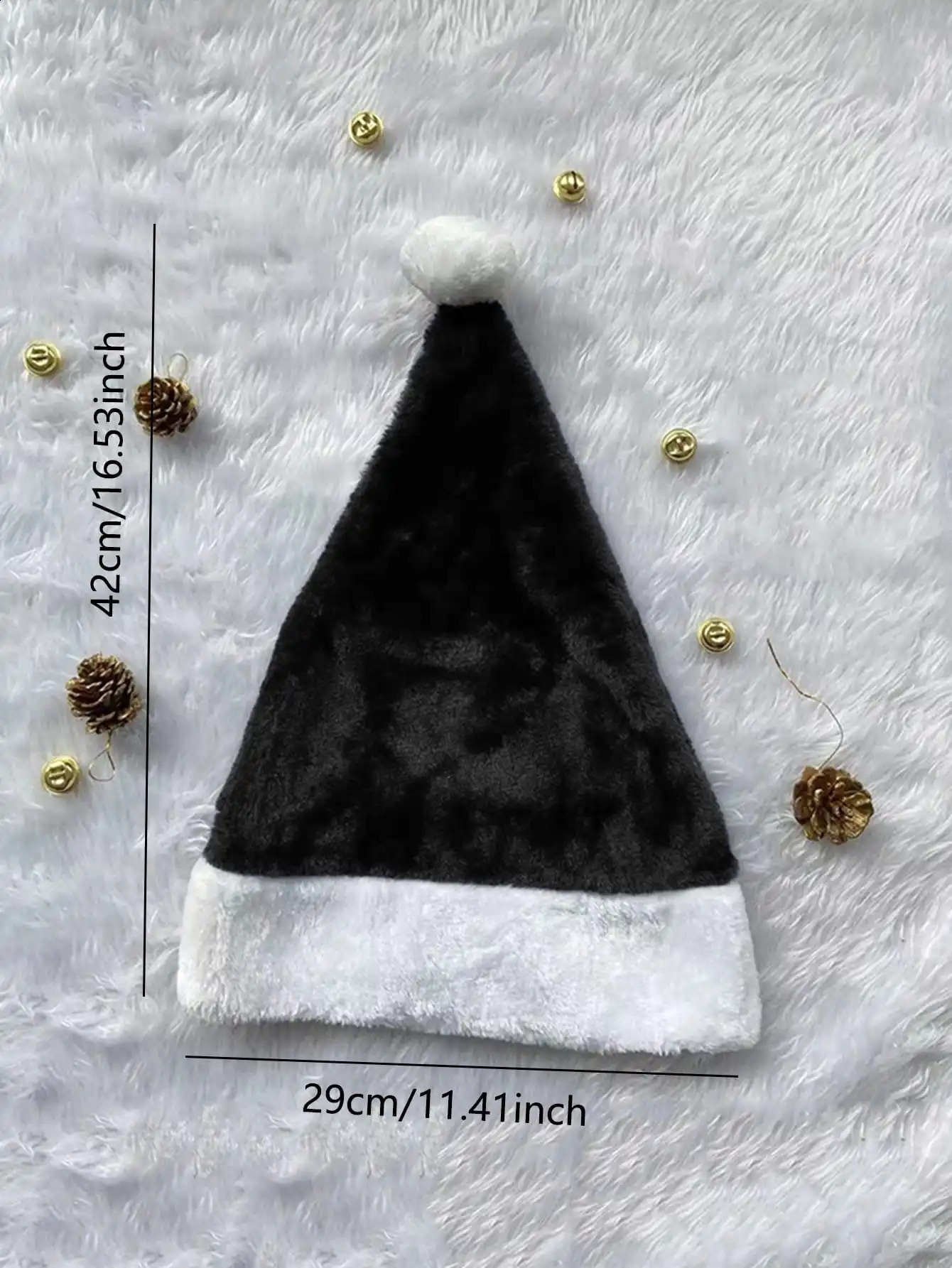 1pcChristmas Black Red Plush Hat Santa Novelty Hat s Christmas Decorations For Year Home Santa Claus Gift Party Supplies 251023