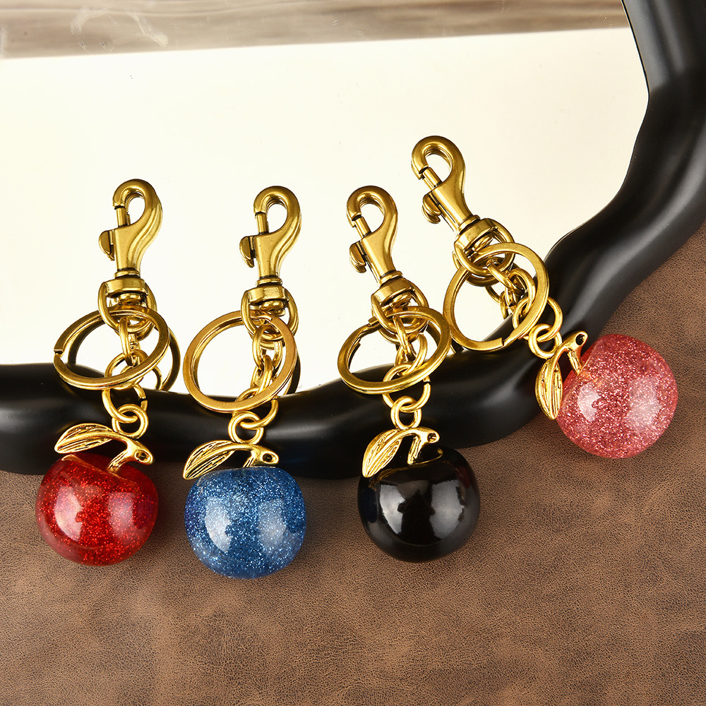 New Apple Keychain Stylish Bag Charm for Women, Exquisite Handbag Accessory & Car Keychain Party little Gift