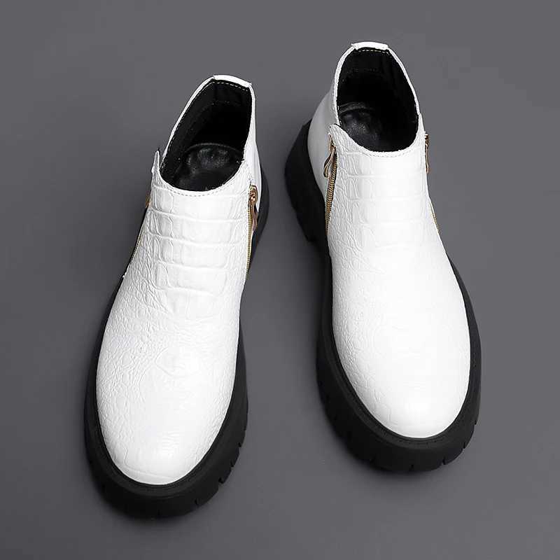 Fashion Mens Chelsea Boots Side Zipper Mid Top Leather Casual Shoes Vintage Style Male Ankle Boots Handmade Business Dress Botas W251024