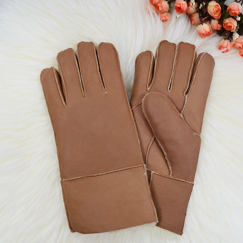 Natural Sheepskin Gloves for Men Winter Warm Fur Thicken Winter Gloves Windproof Cycling Gloves Mens Sheepskin Gloves 251020