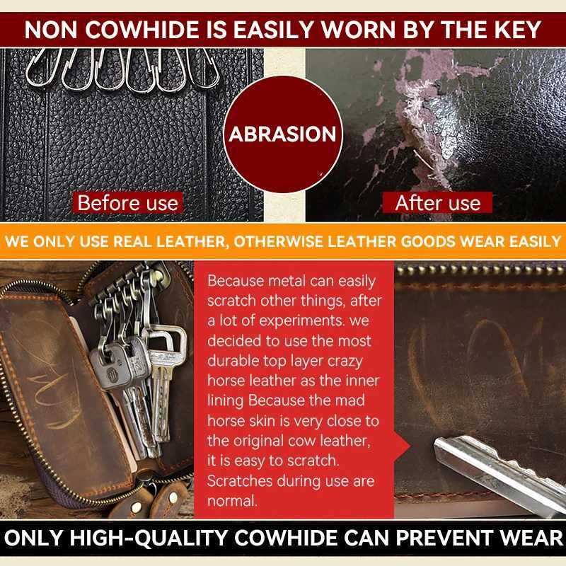 Genuine Leather Key Wallet For Men Retro Car Smart Key Case Double Zipper Housekeeper Keys Coin Pouch Organizer Handbag Women Z251023