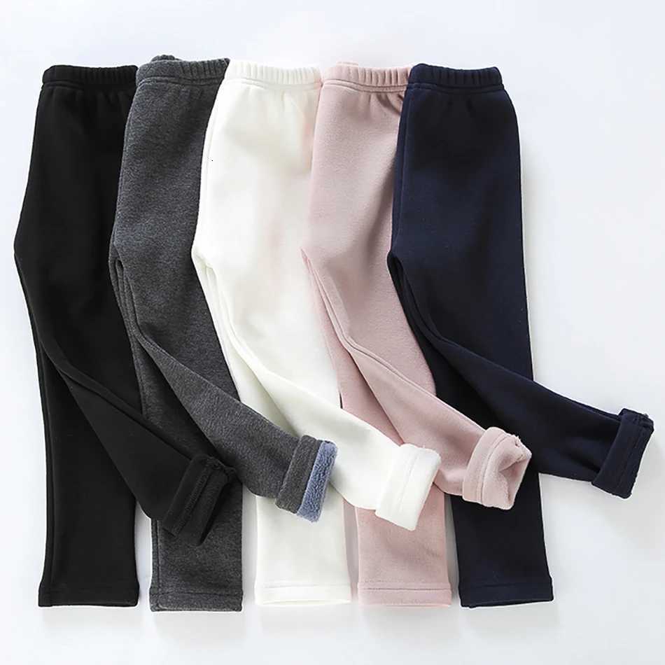 Girls FleeceLined Winter Thermal Pants Children Thickened Warm Soft Black White Gray Pink Outdoor Leggings for Kids ClothingT251024