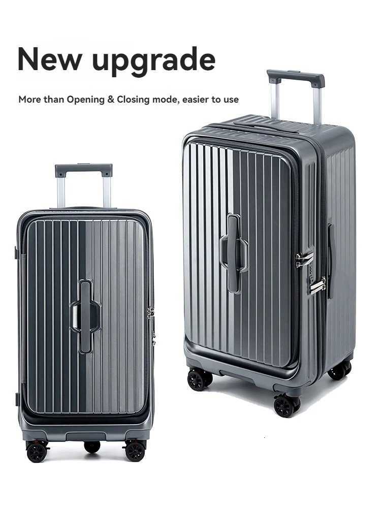 Multi opening luggage compartment with front lid and pull rod box 20 inch boarding case 2025 new large capacity universal wheeW251024