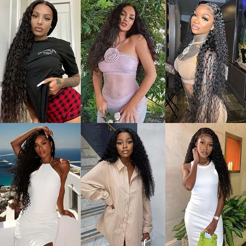 Glueless Plucked Pre Cut Inky 1b Color 5x5 HD Water Wave Sheer Lace Front Wigs Human Hair Women No Glue Put On And Go Decorative Wig for Costume & Sty