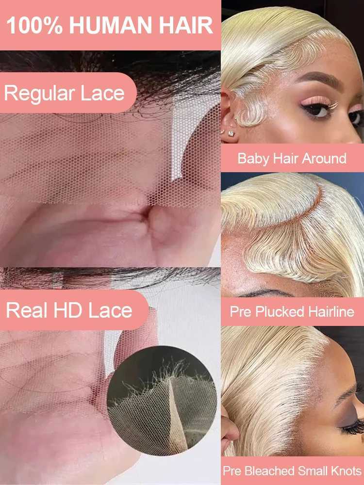613 Blonde Colored Lace Front Human Hair Wigs 40 Inch Brazilian Remy Bone Straight 13x4 Frontal Wig For Women 250 Density W251023