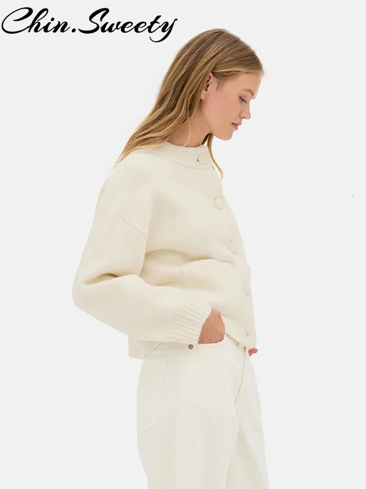 Allmatch Knit Women Cardigan Casual Oneck Long Sleeve Single Breasted Pccket Female Cardigan 2025 Autumn Solid Lady Knitwear 251013
