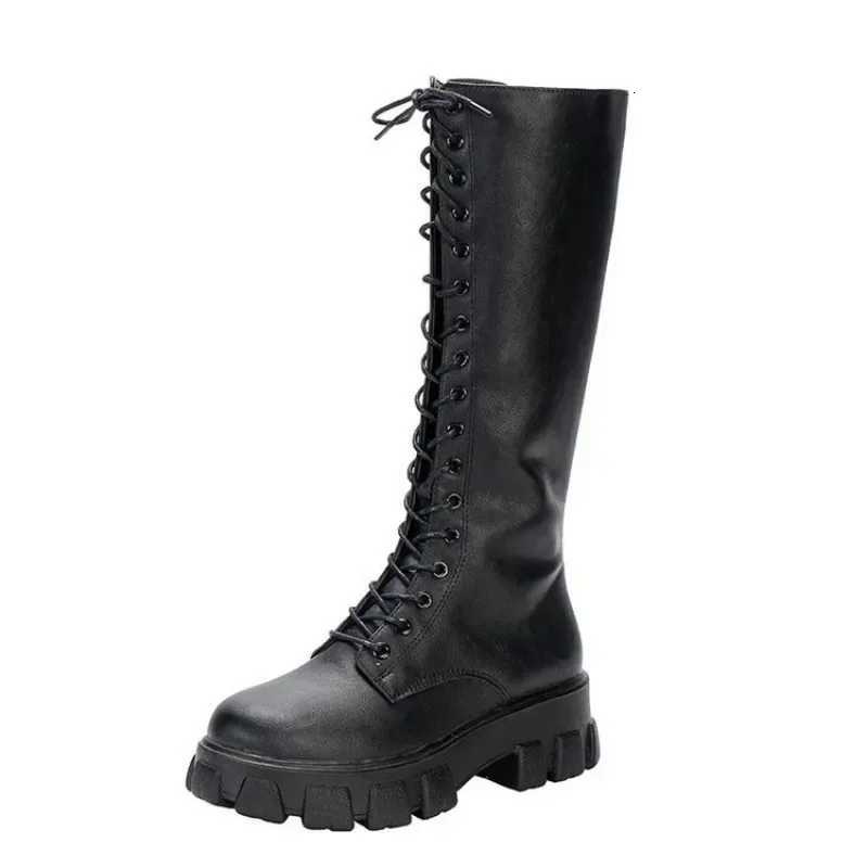 Womens Mid Calf Boots Padded Shoes Knee High Winter Sneakers Punk Style Military Casual White Black 2024 Lucury Platform Woman W251024