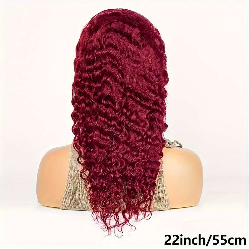 Nw Yar's Spcial Offr 99j Bury 180 Dnsity Lac Front Wigs Pr Pluckd Rd Curly Human Hair Wig 13x6 HD Frontal Glulss Colord Wt And Wavy Loos Watr