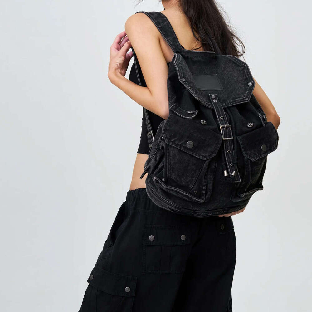 SM Mustang Denim Backpack Large Capacity Washed Bag New Model High Quality