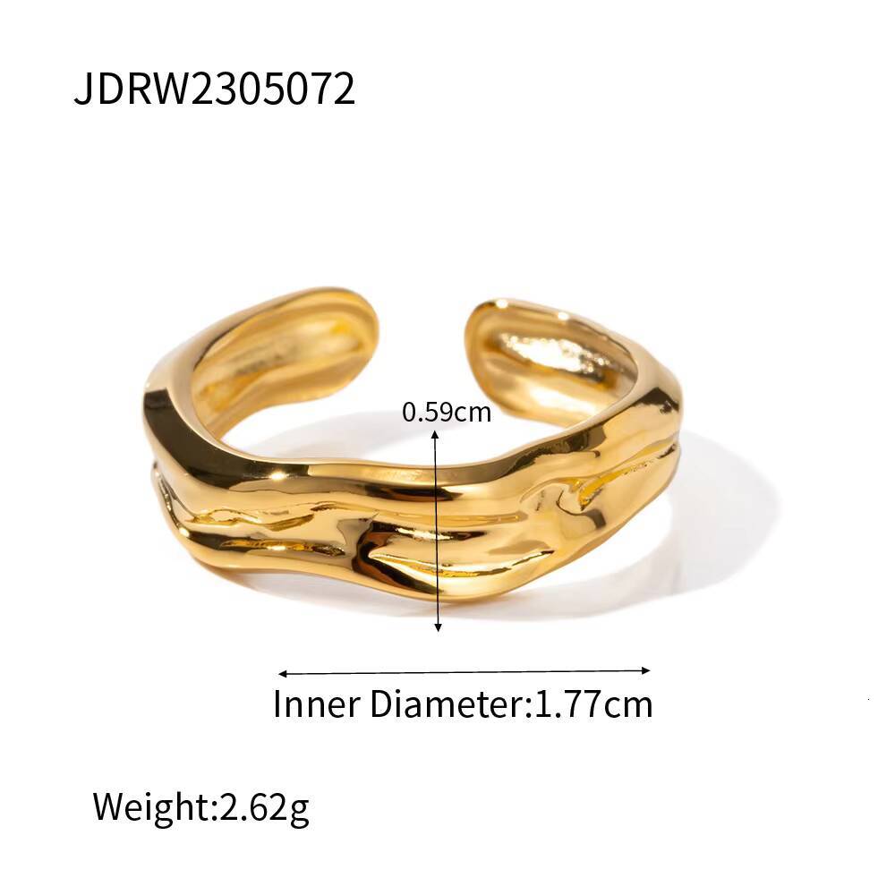 Manufacturer Wholesale Light Luxury Niche SnakeShaped Design Pleated Stacked 18 Gold Open Ring
