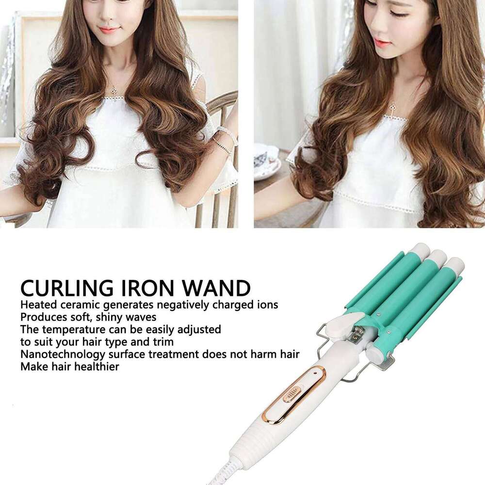 Wand Waver Curling Iron Adjustable Temperature Versatile Rotating Cord Hair Crimper for Home