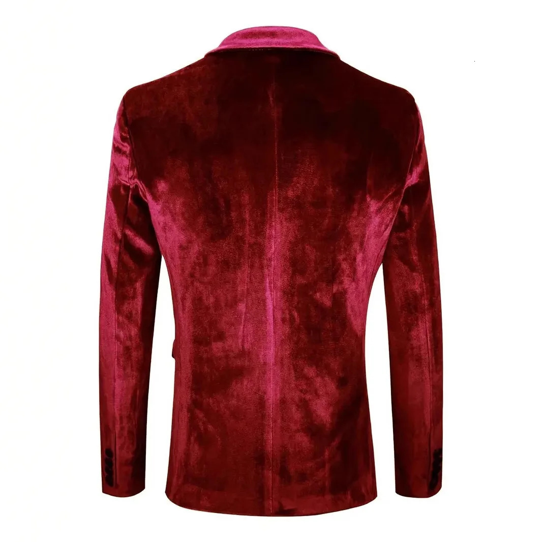 Mens Velvet Suit Jacket Banquet Wedding Formal Suit Solid Color Long Sleeve Blazer Jacket 251023