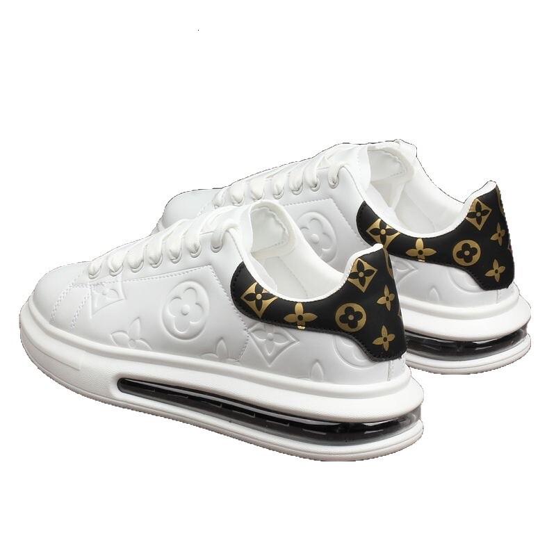 Fashion Designer Printed Casual Shoes Pu Leather Waterproof Air Cushion Sneakers for Men