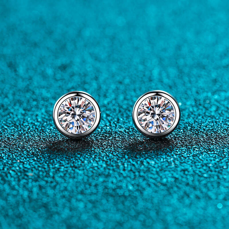 DHCollections-- Sterling Sier Plated PT950 Gold Earrings for Women, Elegant and Simple Moissanite Stone Earrings, Bubble Studs