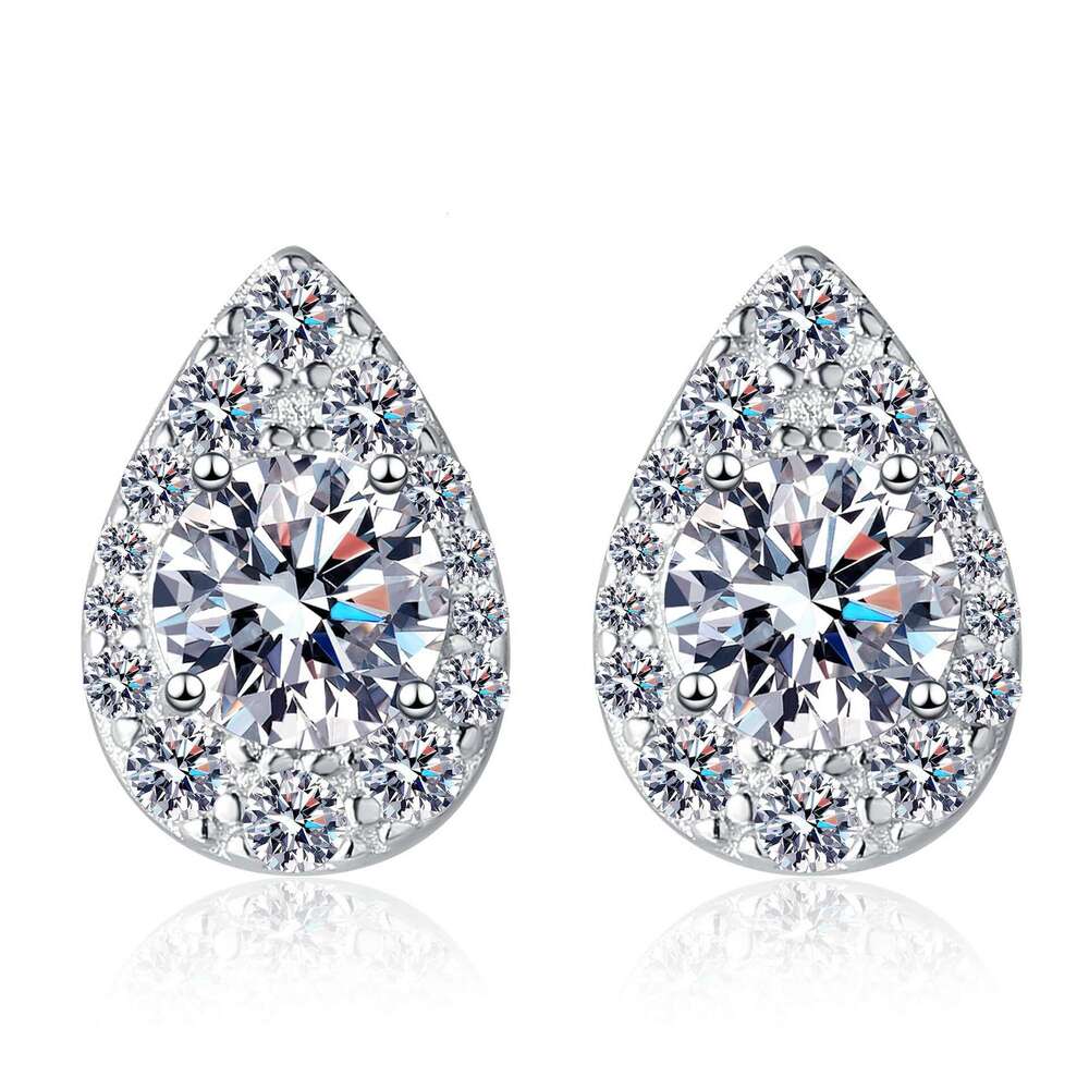 DHCollections-- Xindeyi Pure Sier Plated PT950 Gold Pear-Shaped Moissanite Drop Earrings Simple Everyday Versatile