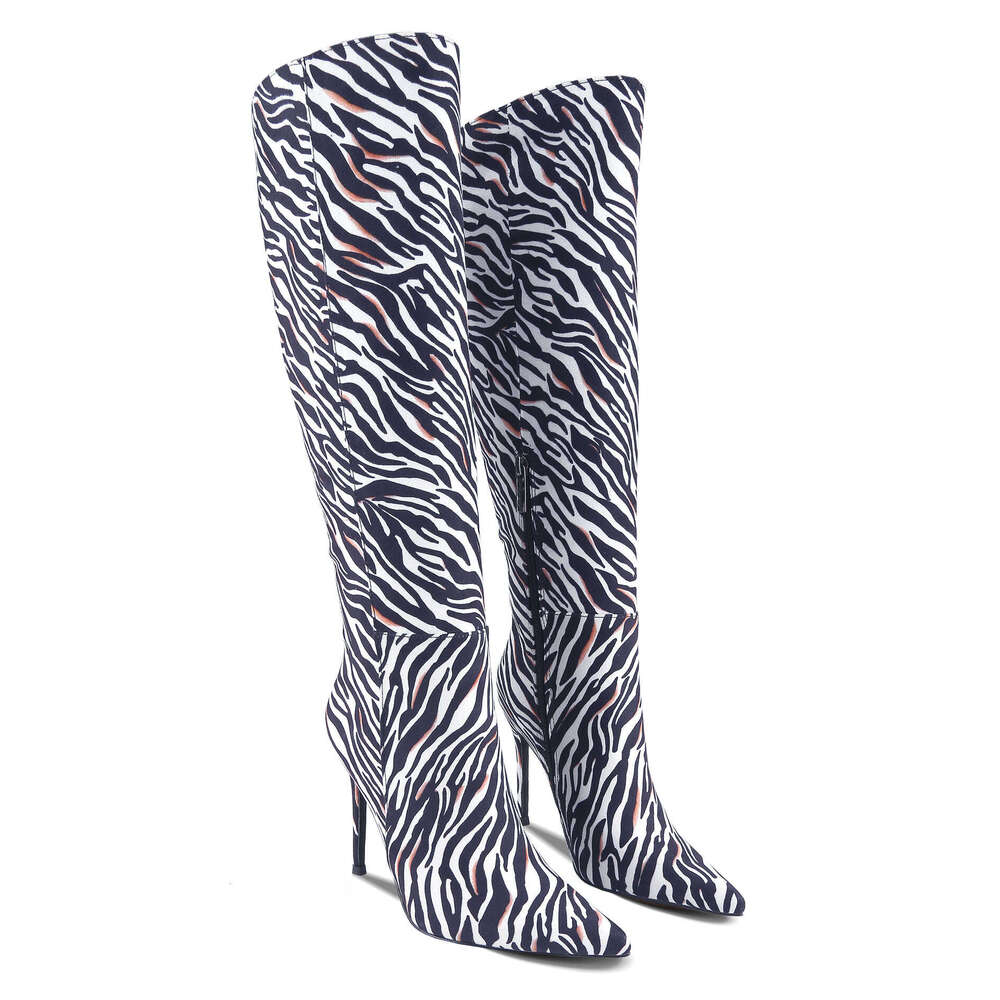 Women's Exotic Stiletto Boots - Striking Animal Print Design Tall Boot Silhouette & Comfortable Supportive Sole For Fashion Events/Evening Wear/P