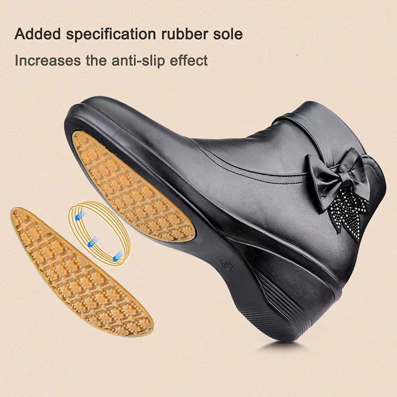 Fashion Winter Women Ankle Boots PU Leather Female Thick Plush Warm Snow Boots Mother Waterproof Nonslip Booties Luxury W251024