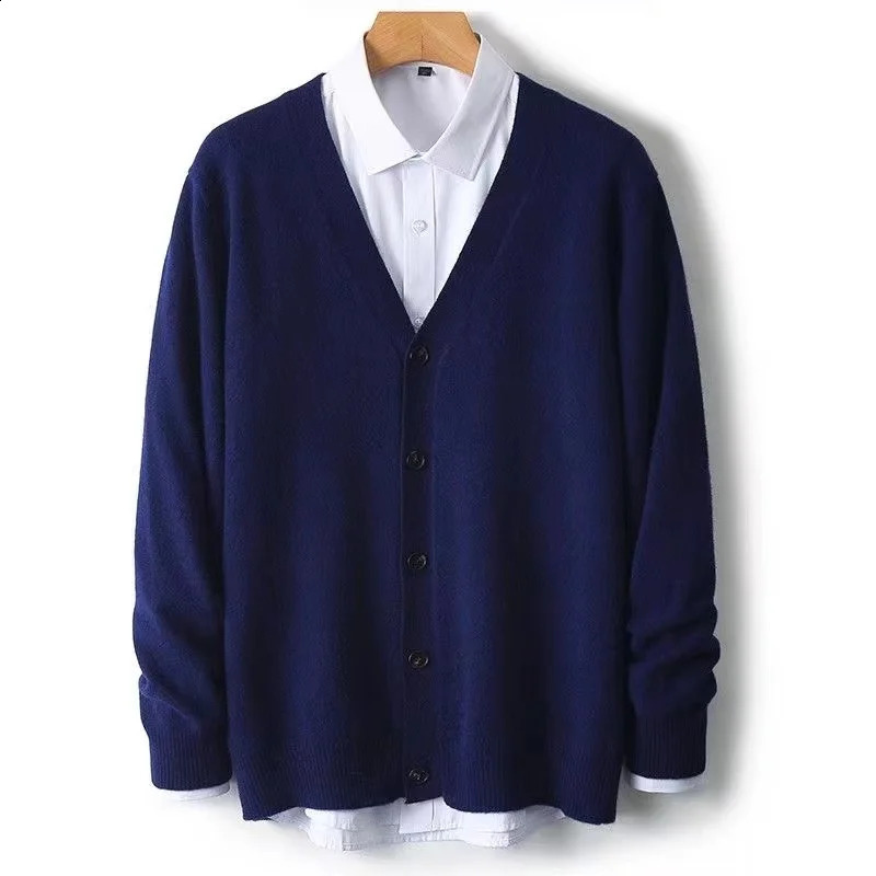 AutumnWinter Mens Business and Leisure Vneck Thin Knitted Cardigan Sweater Warm and Fashionable High Quality Knitted 251020
