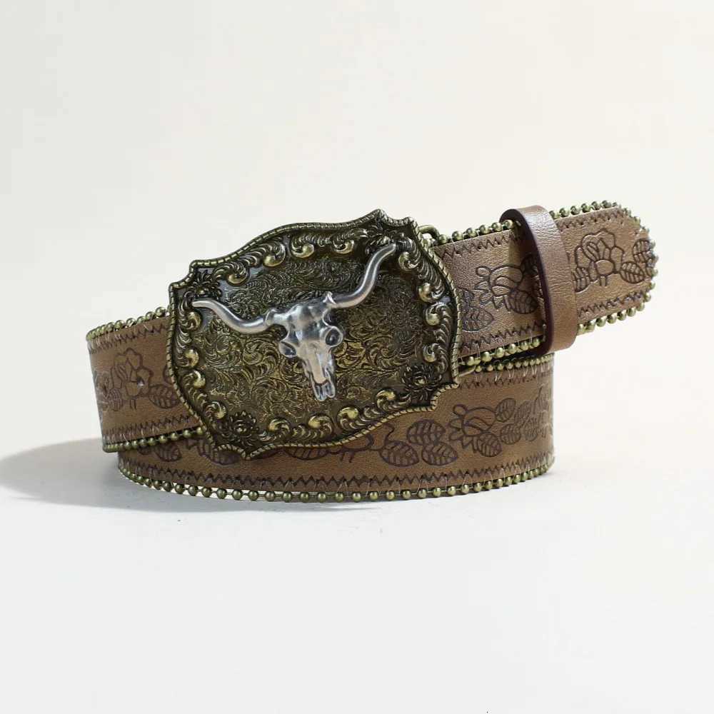 Gothic Punk Leather Y2k Belt For Women Men Metal Buckle Waist Strap Designer Luxury Female Jeans Trouser Decorative Waistband W251024