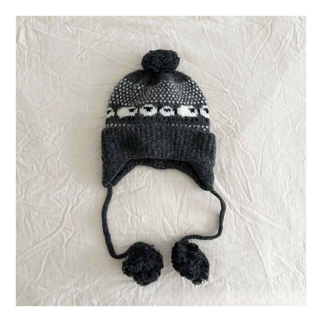 Kids Knit Baby Hat Winter Beanie with Earflaps Pom Poms Warm Autumn Winter Childrens Knitted HeadwearL251024