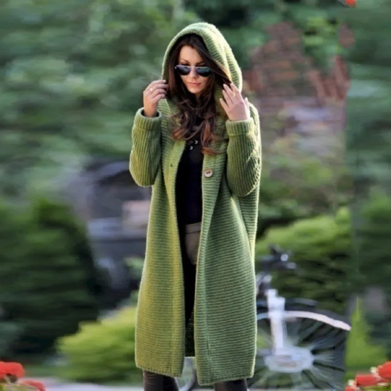 Cashmere Cardigan in Autumn and Winter Womensloose Long Sleeve Sweater Solid Color Knitted Long Thickened Top 251013