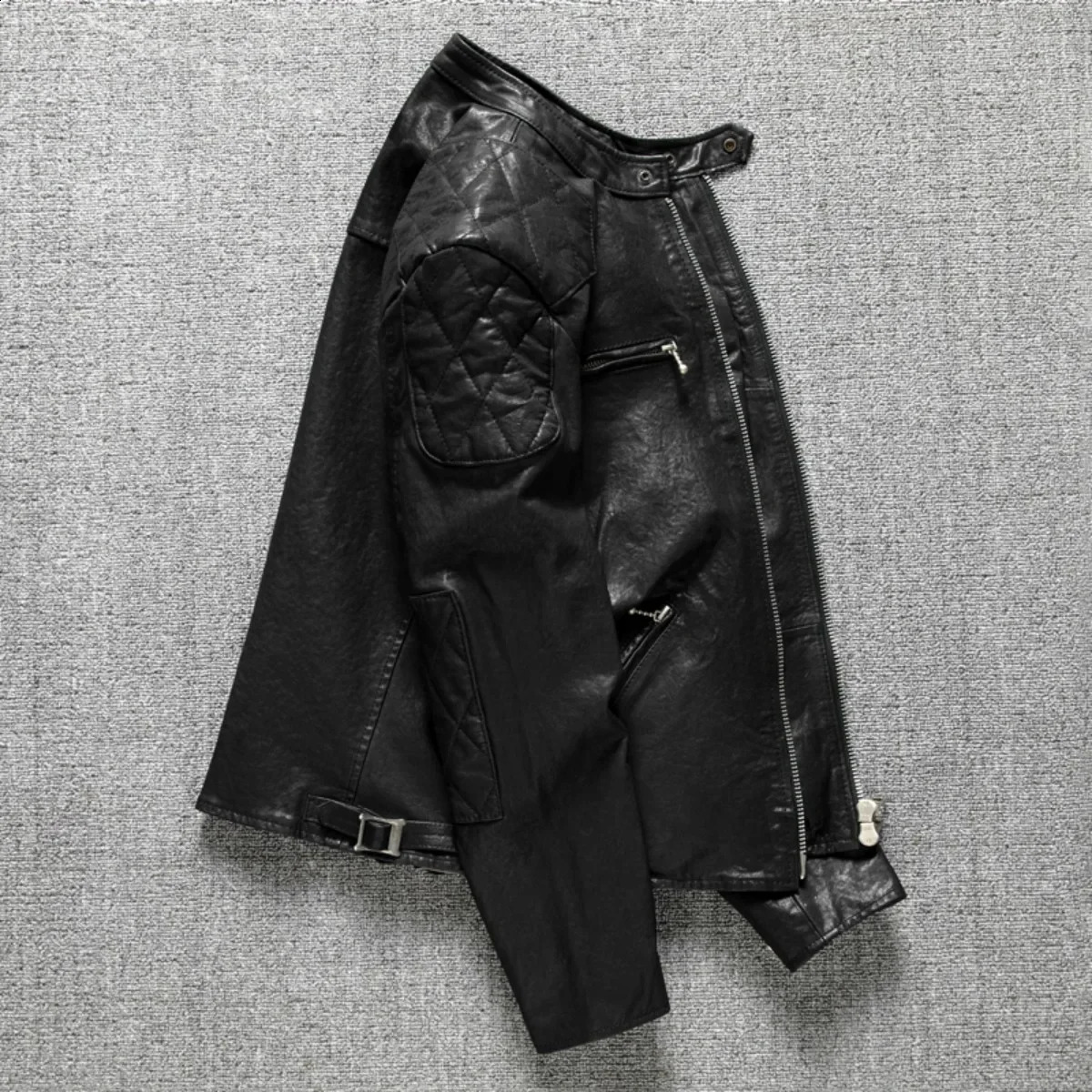 Sheepskin Vegetable Tanned Vintage Washed Distressed Top Layer Genuine Leather Jacket For Men Motorcycles Short Leather Jacket 251023