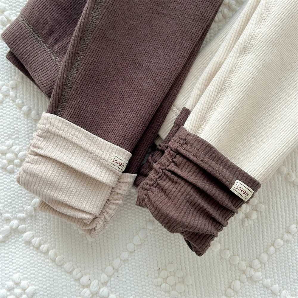 Ins Autumn Winter Kids Girls Velvet Leggings Spliced Fleece Skinny Stretch Baby Girls Pants Slim Fit Pile Warm Child Girl PantsT251024