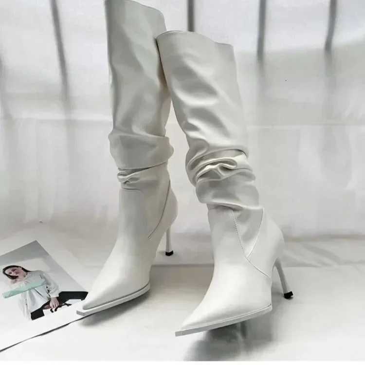 Sexy Winter Women High Boots Fashion Pointed Toe Stiletto Heel Long Boots Ladies Elegant Knee High Boots Shoes Botas De Mujer W251024