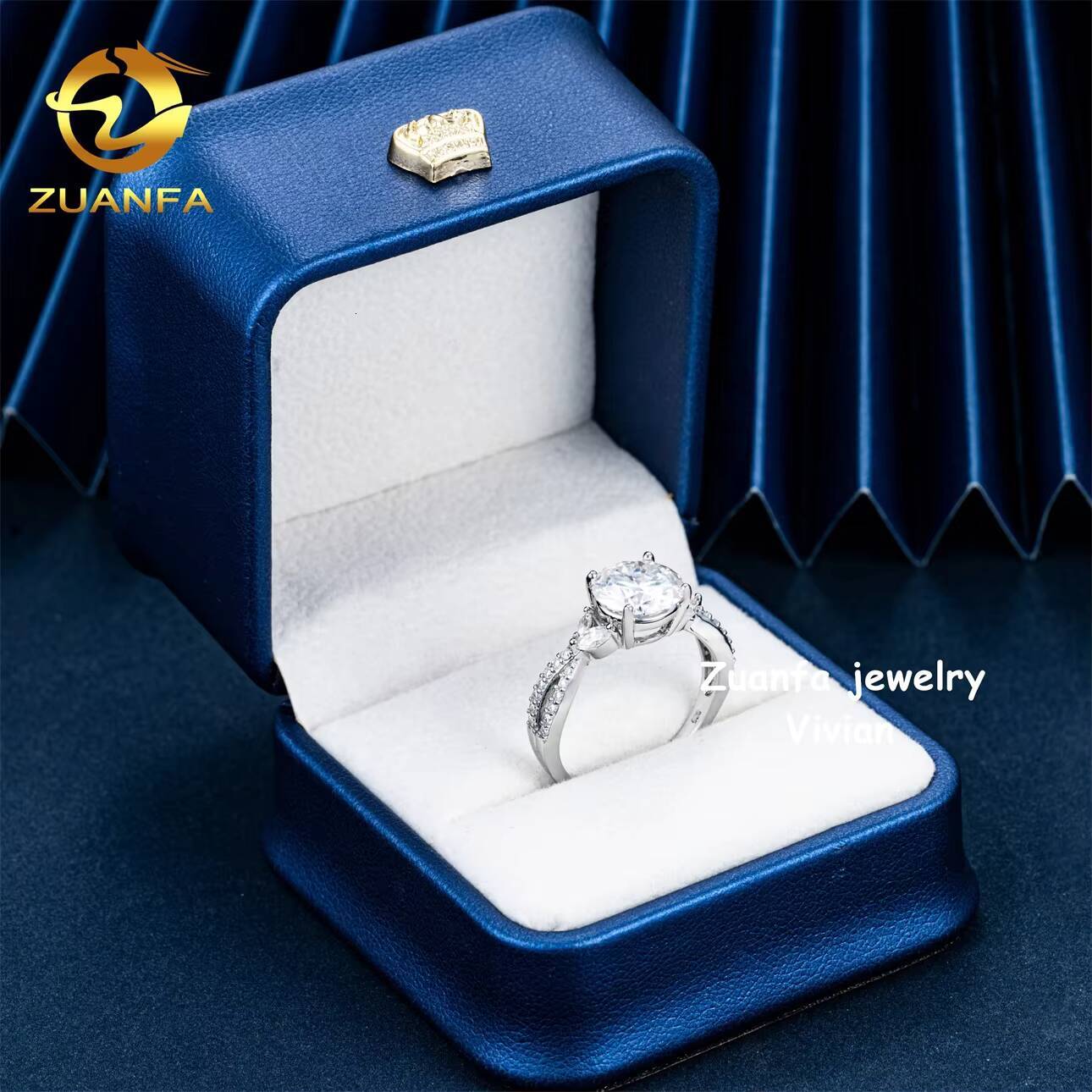 Iced Out Pass Diamond Tester Luxury Sterling Silver 925 GRA Certificated VVS Moissanite Diamond Women Wedding Rings
