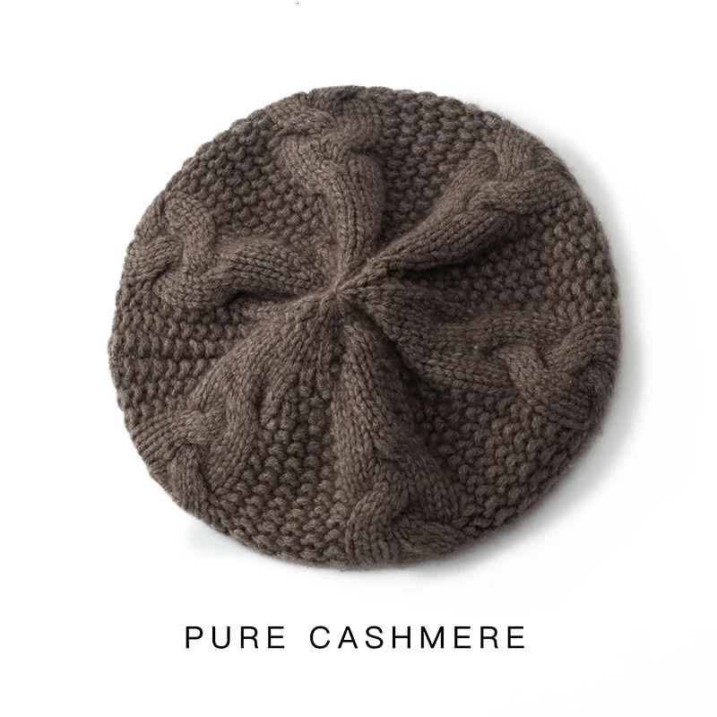 Women 100 Cashmere Berets French Artist Style Warm Winter Beanie Hat Retro Beret Solid Elegant Lady All Matched Autumn Caps 251023