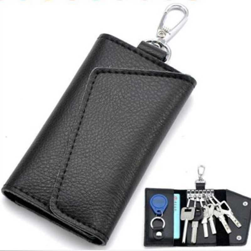 Portable Leather Housekeeper Holders Car Keychain Key Holder Bag Case Unisex Wallet Cover Simple Solid Color Storage Bag Z251023