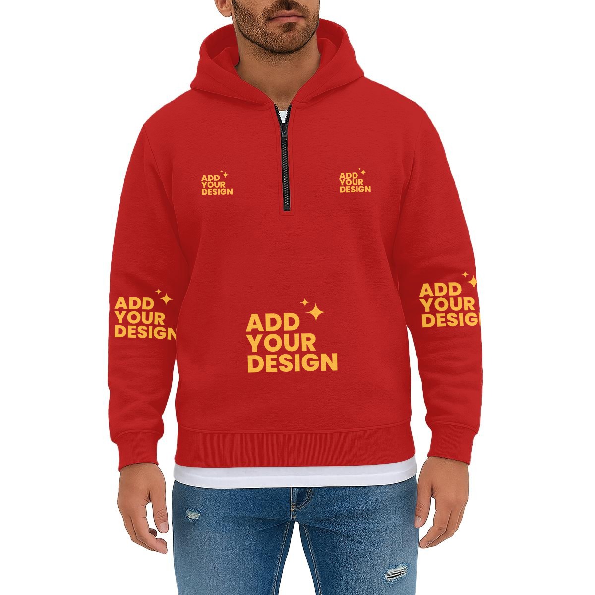 DHgatepod Men's Performance Half-Zip Pullover - DTF Print 100% Polyester Athletic Top for Workouts & Casual Wear