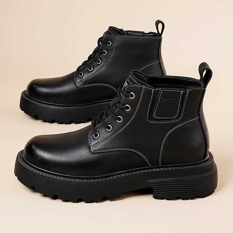 New Arrival Mens Motorcycle Boots Casual Leather Punk Ankle Boots Fashion Basic Botas Versatile High Top Shoes Sneakers W251024
