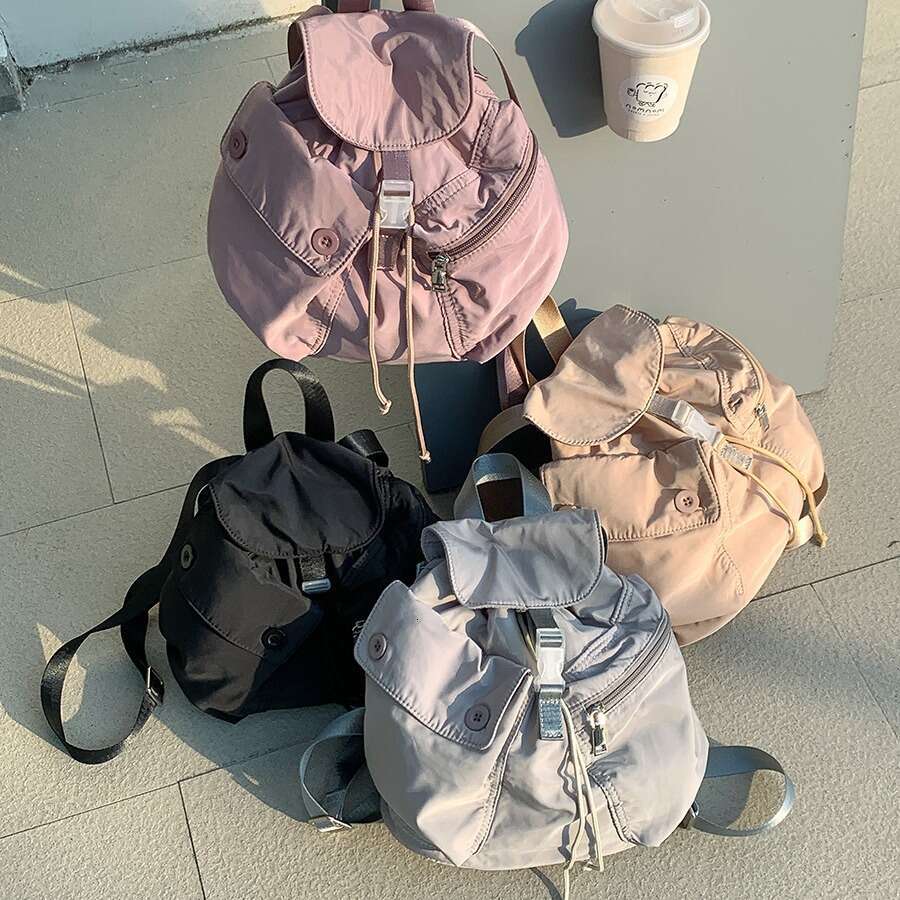 Spring And Autumn New Drawstring Small Backpack Women, Trendy Ins Style, Korean Version, College Student Backpack, Versatile Nylon Bag For Classes B5