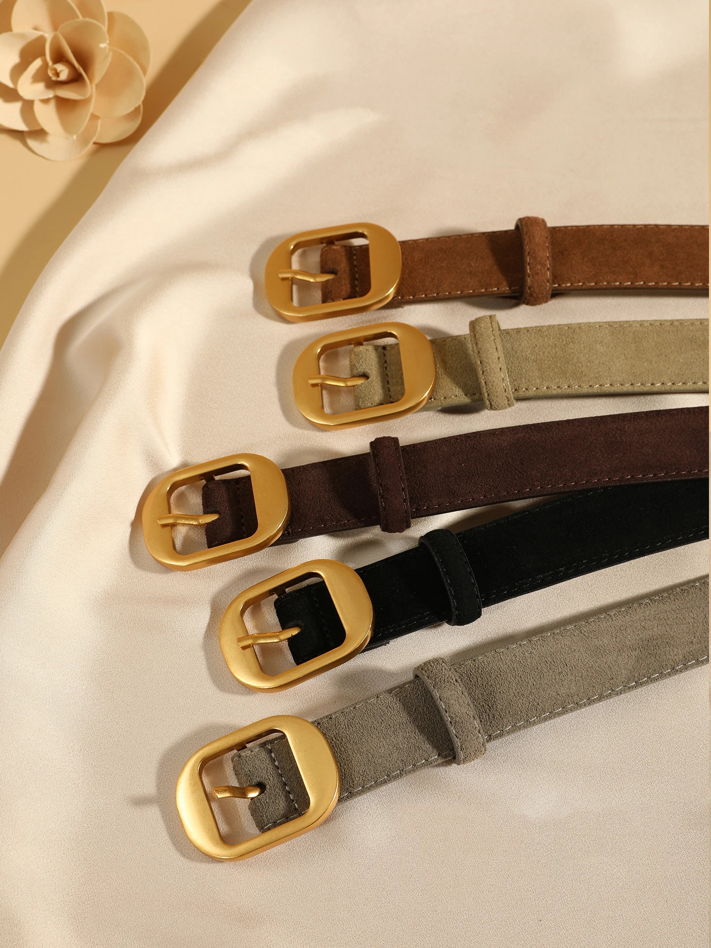 Vintage Womens Skinny Suede Cowhide Belt Soft Leather Waistband for Dresses Jeans And Coats Fashionable Ladies Accessory Belts 251013