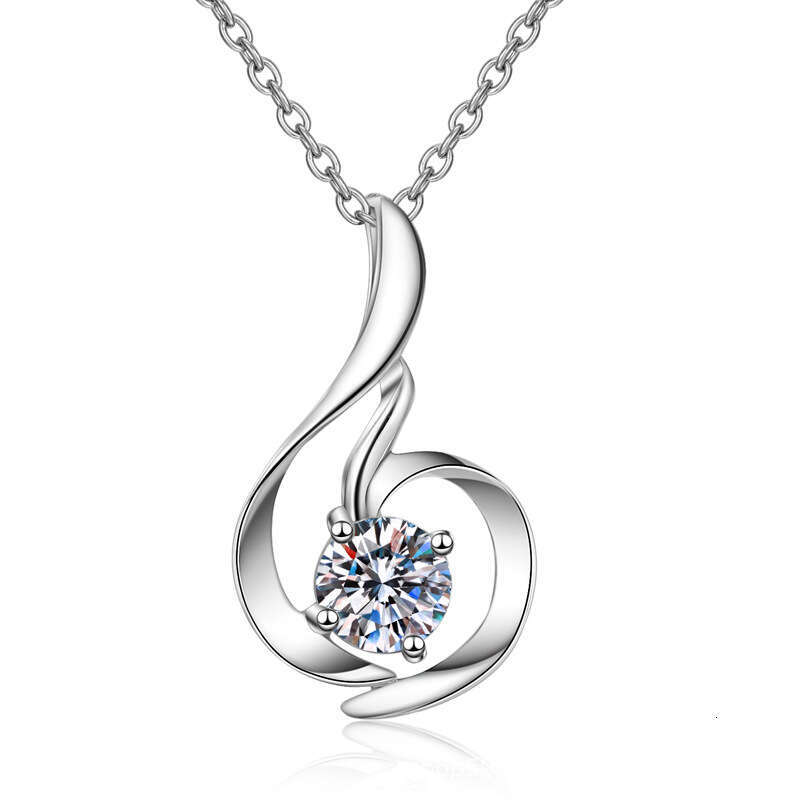 DHCollections-- Pure Sier for Women 80 Points Moissanite Swan Necklace Simulated Dia Pendant Collarbone Chain